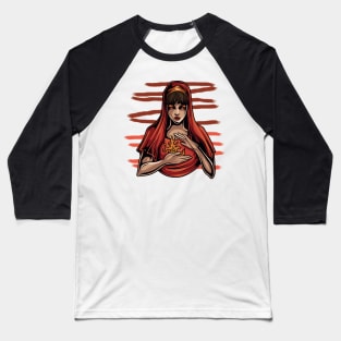 Red woman with fire hands Baseball T-Shirt